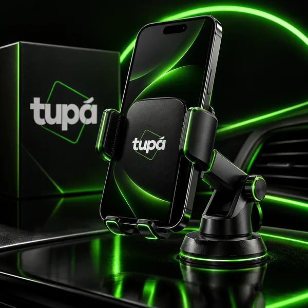 Suporte veicular Tupã com celular no painel do carro