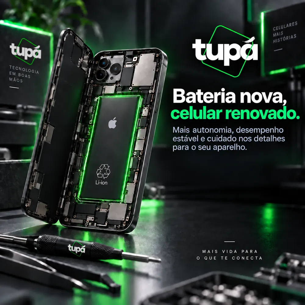 Celular aberto mostrando a bateria: troca de bateria