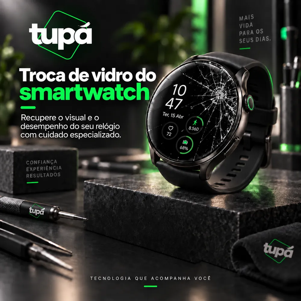 Smartwatch com o vidro trincado: troca de vidro de smartwatch
